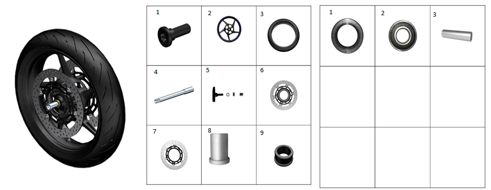 Колесо переднее (черный диск с синим ободом)