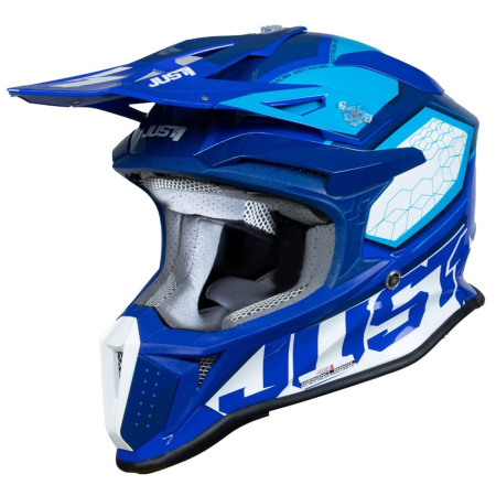 Шлем кроссовый JUST1 J18 HEXA (синий/белый глянцевый, L, 1560035-880-4964)