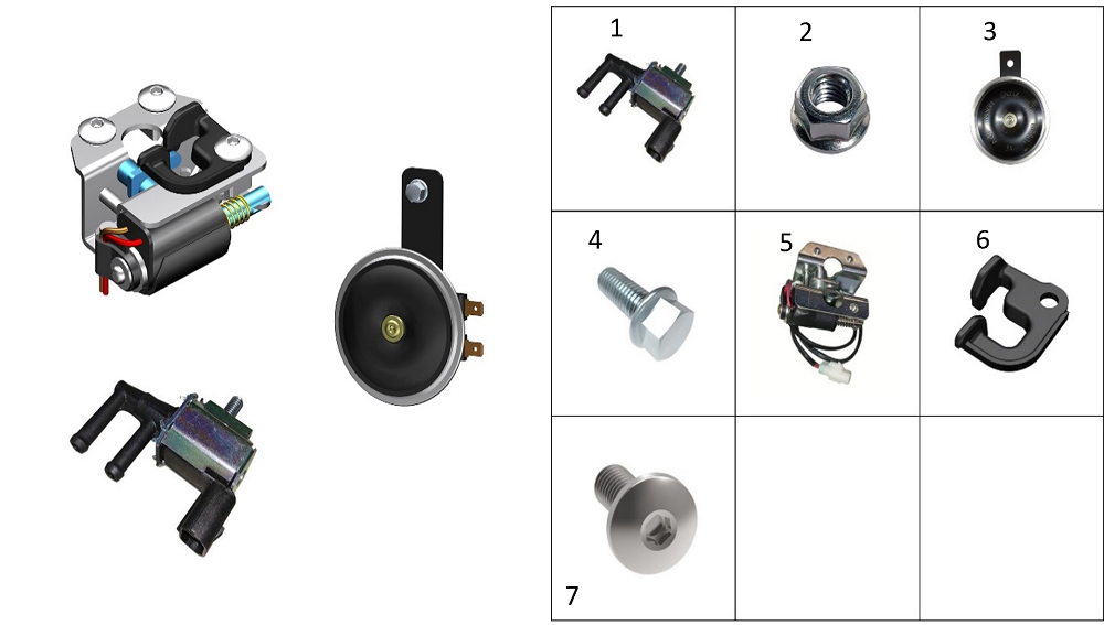 Звуковой сигнал и замок сидения