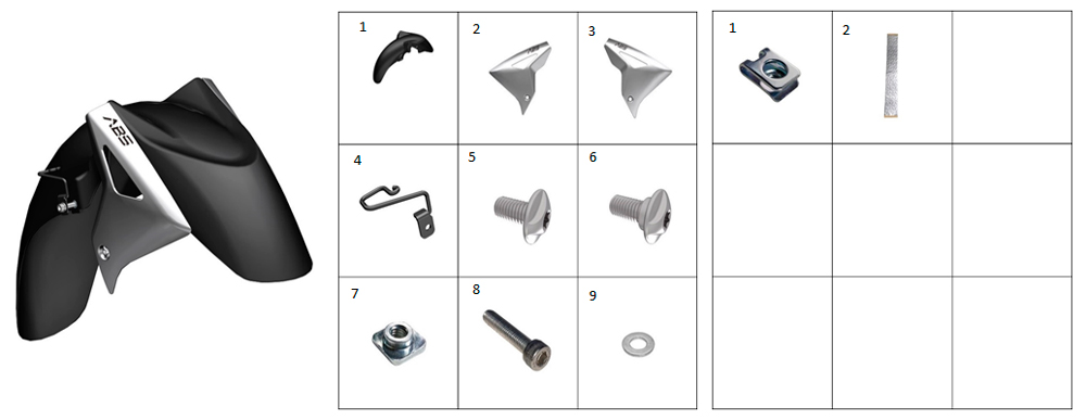 Крыло переднее в сборе  (серебристое)