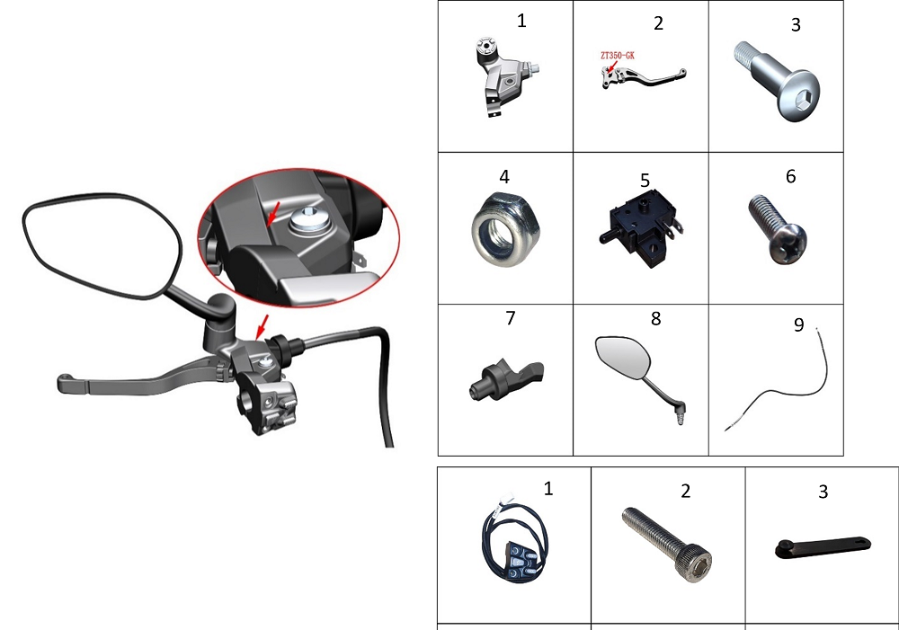 Элементы левой ручки руля1