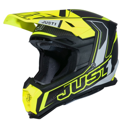 Шлем кроссовый JUST1 J22 Carbon Fluo (карбон/Hi-Viz желтый/матовый, M, 1560035-880-9679)
