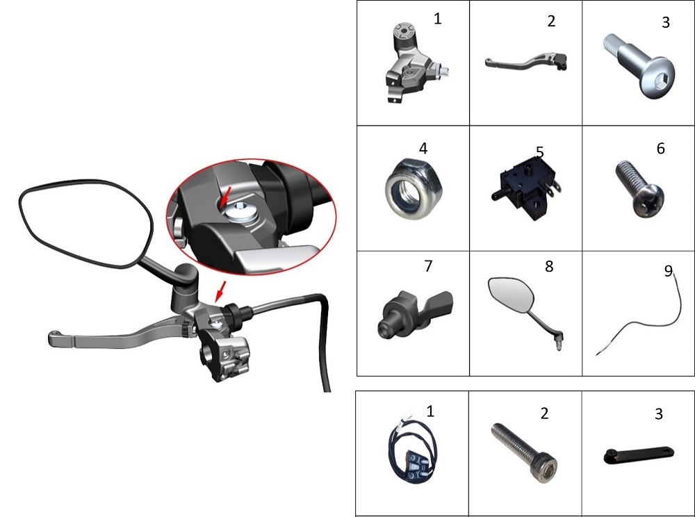 Элементы левой ручки руля
