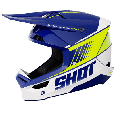 Шлем кроссовый SHOT FURIOUS PEAK (синий/белый/Hi-Vis жёлтый глянцевый, 2XL, A07-21C1-K02-12)